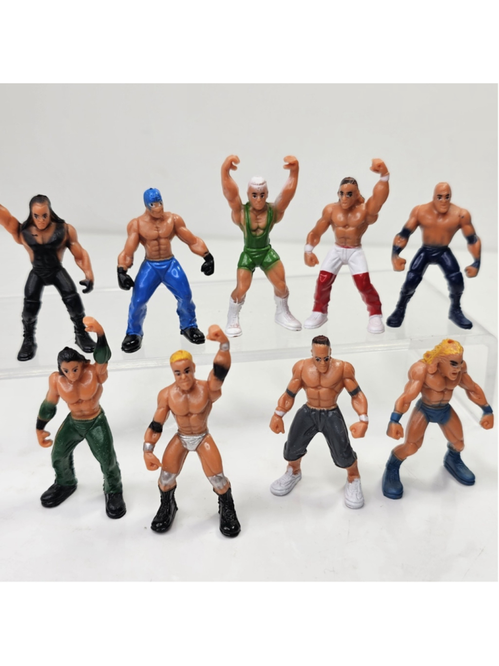 Lot of 9 Mini Wrestling Action Figures Vintage Toy Wrestler Figure Lot
